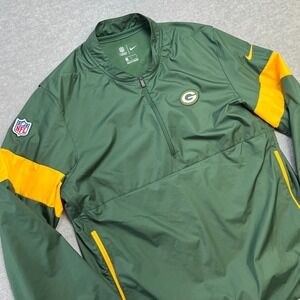 Green Bay Packers Windbreaker Mens Large Nike On Field 1/4 Zip Shirt Jacket Vent